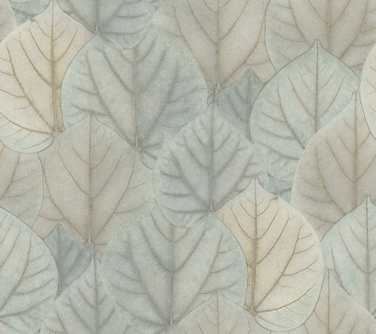 Candice Olson Modern Nature Second Edition Leaf Concerto Wallpaper - Blue & Taupe