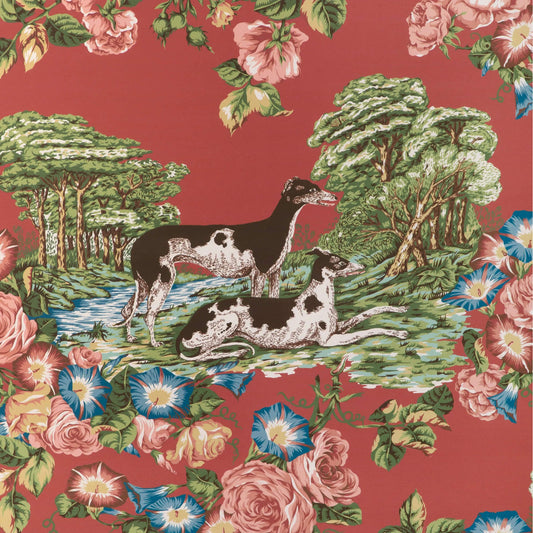 Lee Jofa 200 Wallcovering Whippets Wallpaper - Red