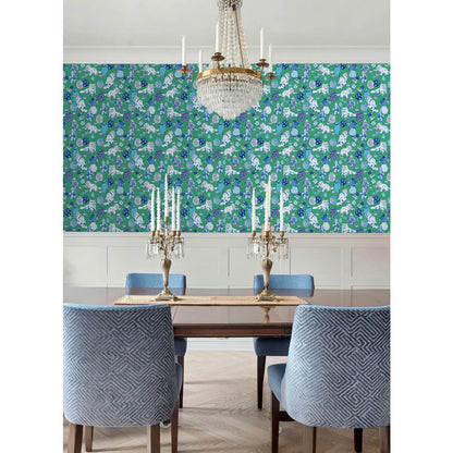 Fancy Cats Peel & Stick Wallpaper Sample - Green