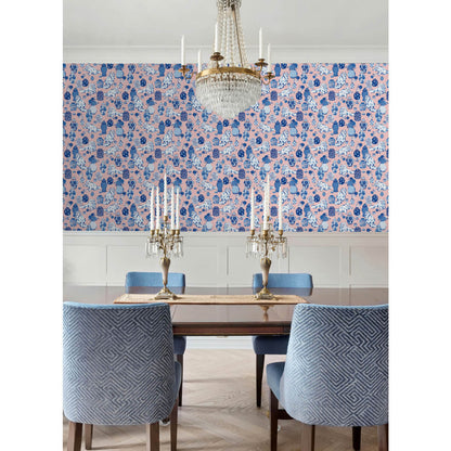 Fancy Cats Peel & Stick Wallpaper Sample - Pink