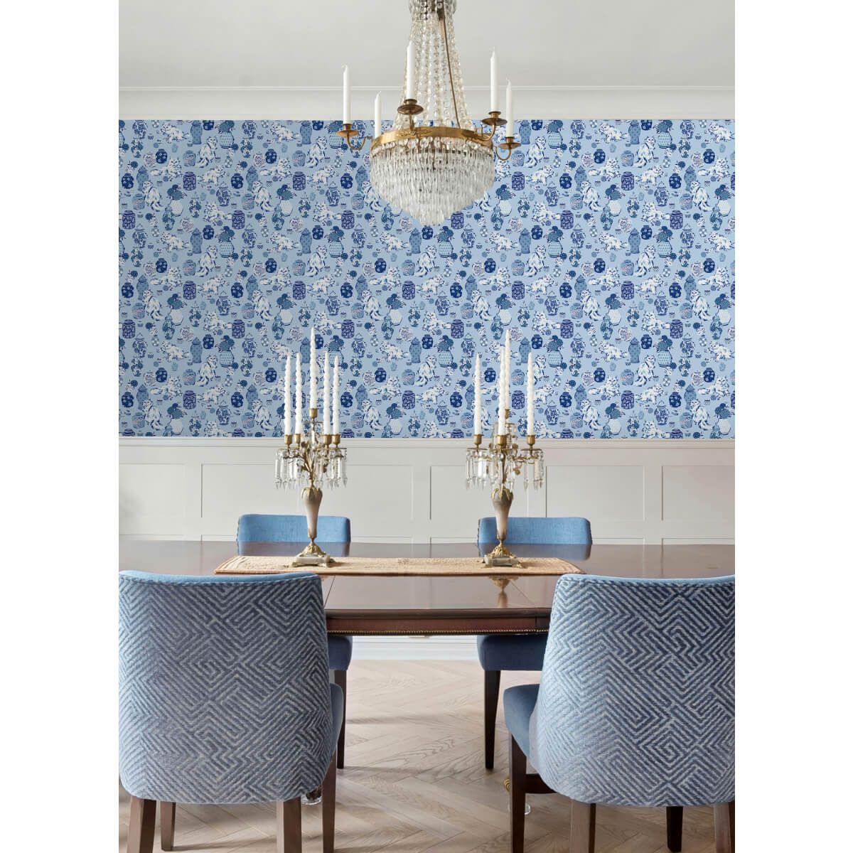 Fancy Cats Peel & Stick Wallpaper Sample - Blue