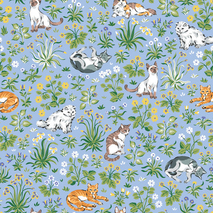 Must Love Cats Peel & Stick Wallpaper Sample - Blue