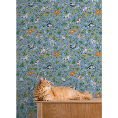 Must Love Cats Peel & Stick Wallpaper Sample - Blue