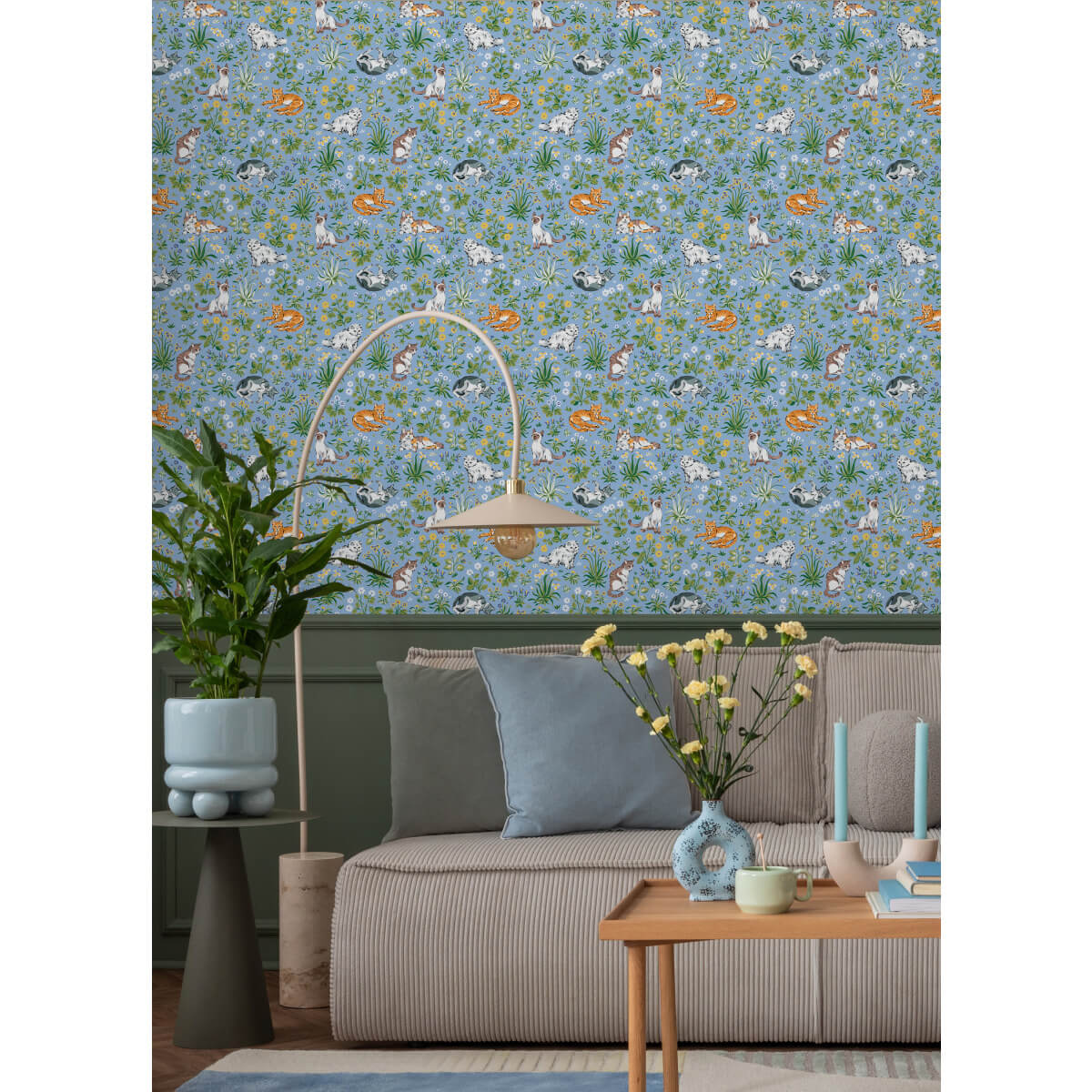 Must Love Cats Peel & Stick Wallpaper Sample - Blue