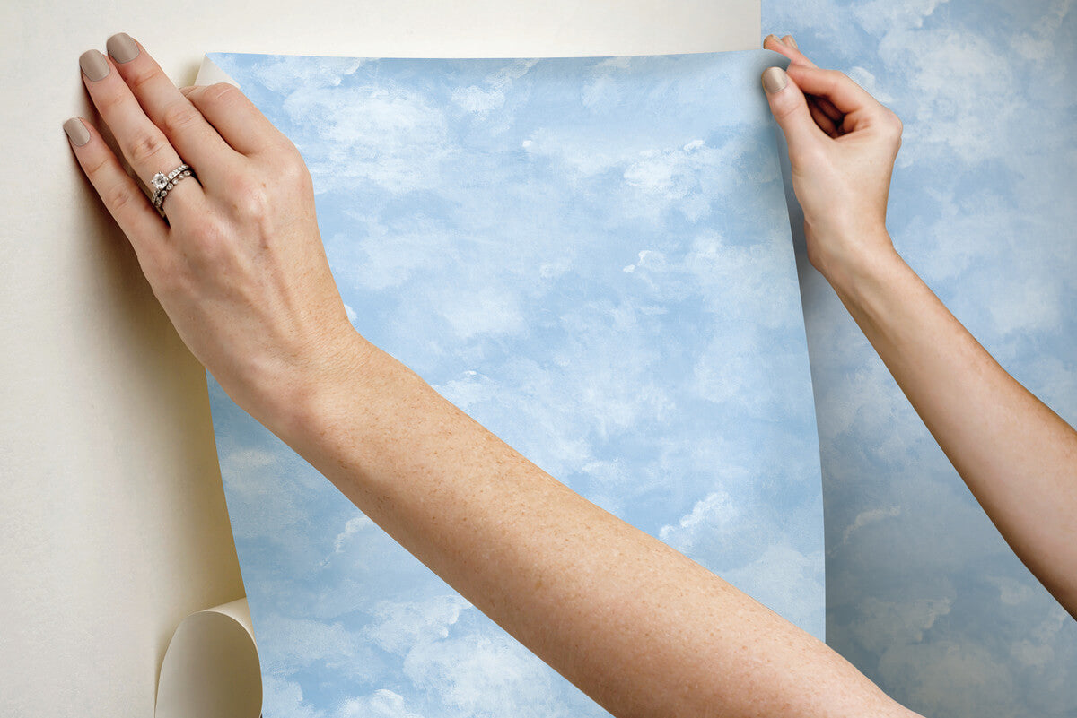 Atrium Clouds Peel & Stick Wallpaper - Blue