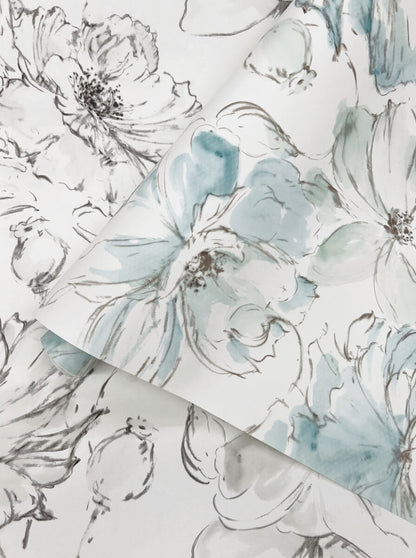 Watercolor Botanicals Floral Dreams Peel & Stick Wallpaper - Grey