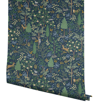 Rifle Paper Co. Third Edition Woodland Peel & Stick Wallpaper - Navy