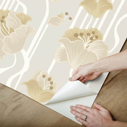 Mirth Studios Shirley Deco Floral Peel & Stick Wallpaper - Neutral