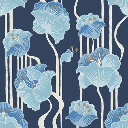 Mirth Studios Shirley Deco Floral Peel & Stick Wallpaper - Blue