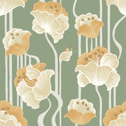 Mirth Studios Shirley Deco Floral Peel & Stick Wallpaper - Green