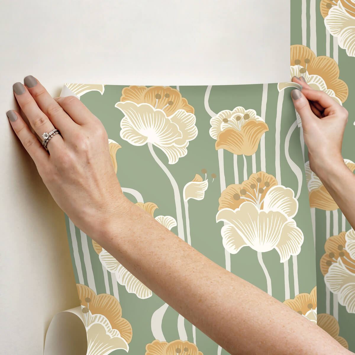 Mirth Studios Shirley Deco Floral Peel & Stick Wallpaper - Green