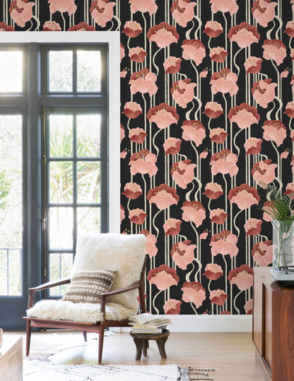 Mirth Studios Shirley Deco Floral Peel & Stick Wallpaper - Coral