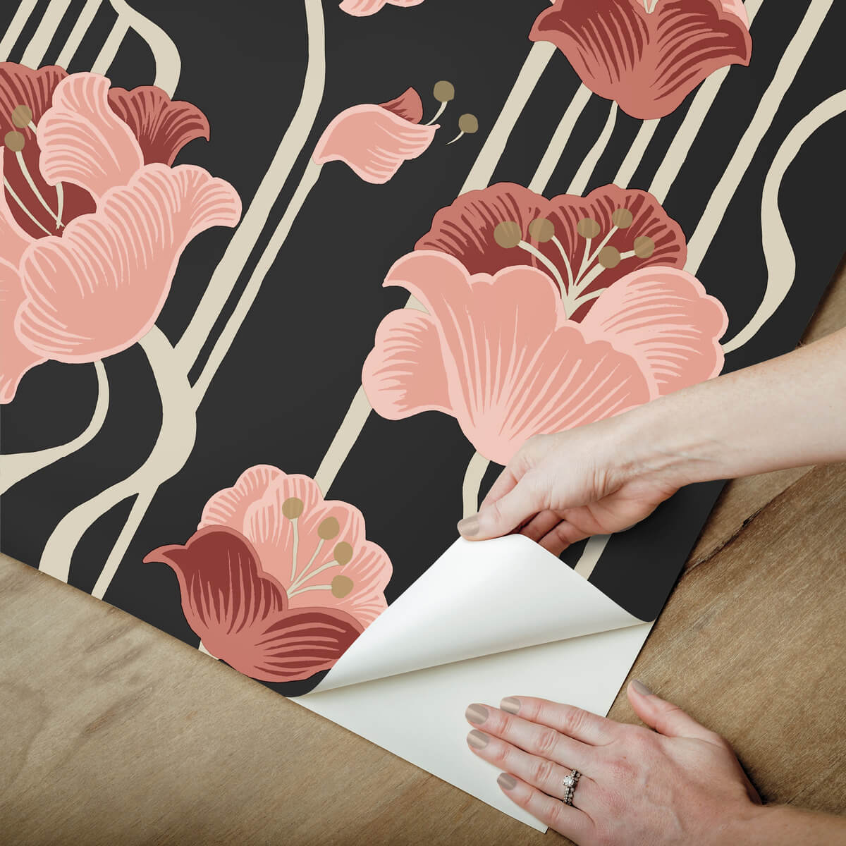 Mirth Studios Shirley Deco Floral Peel & Stick Wallpaper - Coral