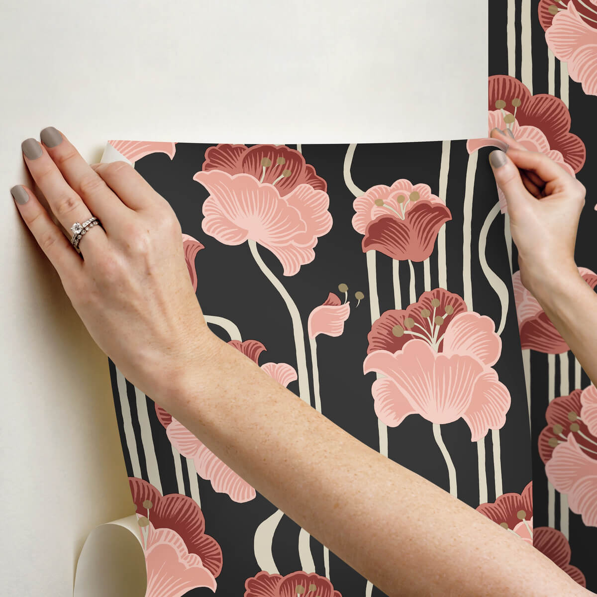 Mirth Studios Shirley Deco Floral Peel & Stick Wallpaper - Coral