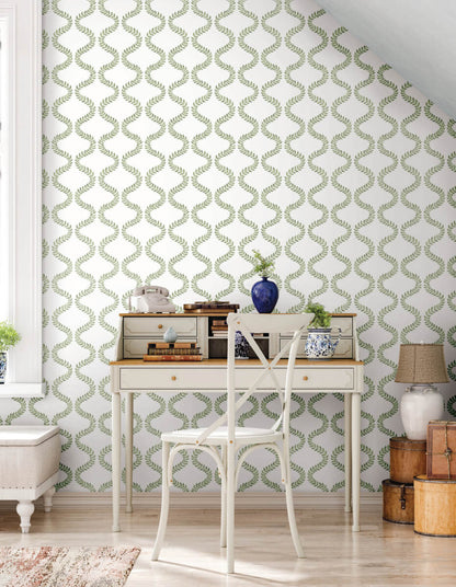 Mirth Studios Florentine Vine Trellis Peel & Stick Wallpaper - Green