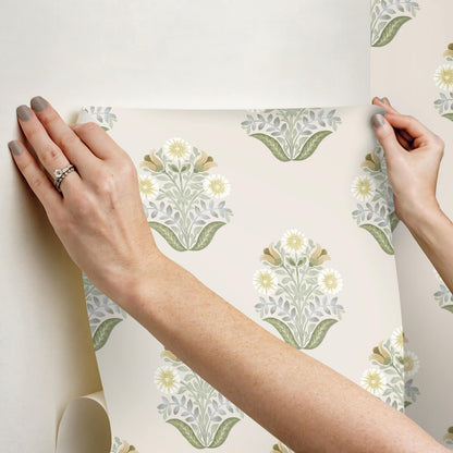 Mirth Studios Sophie Floral Medallion Peel & Stick Wallpaper - Sage