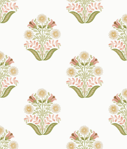 Mirth Studios Sophie Floral Medallion Peel & Stick Wallpaper - Pink