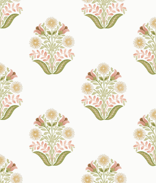 Mirth Studios Sophie Floral Medallion Peel & Stick Wallpaper - Pink