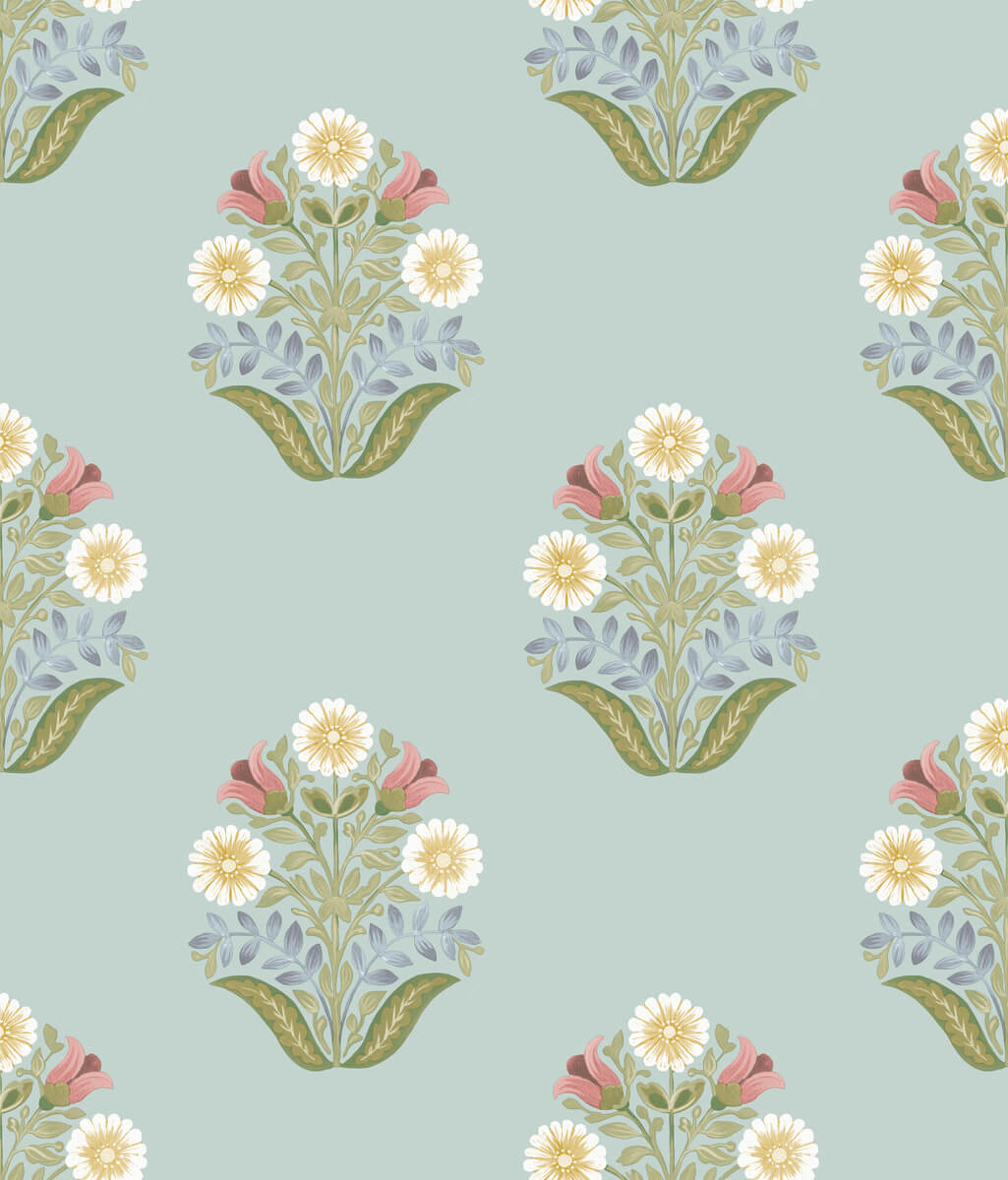 Mirth Studios Sophie Floral Medallion Peel & Stick Wallpaper - Aqua