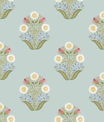 Mirth Studios Sophie Floral Medallion Peel & Stick Wallpaper - Aqua