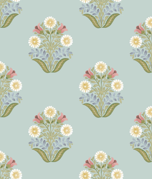 Mirth Studios Sophie Floral Medallion Peel & Stick Wallpaper - Aqua