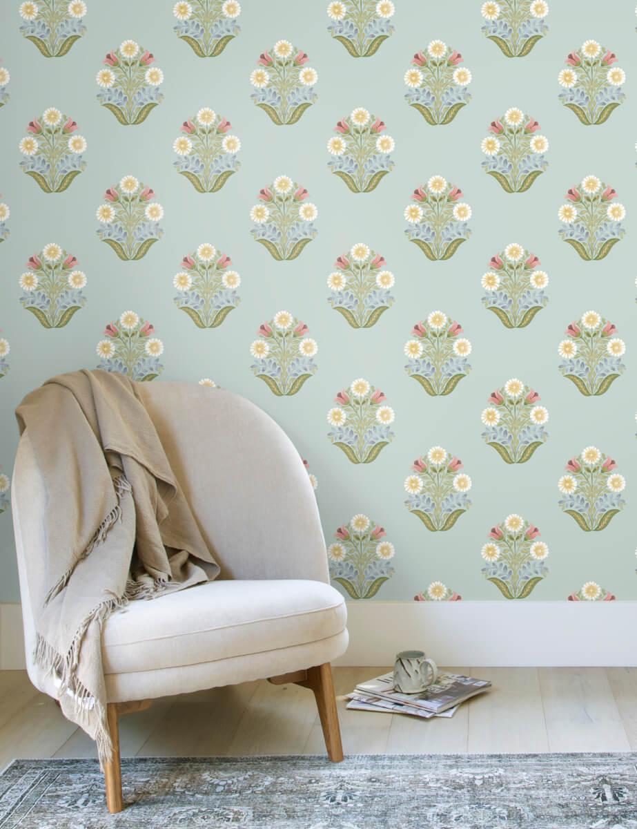 Mirth Studios Sophie Floral Medallion Peel & Stick Wallpaper - Aqua