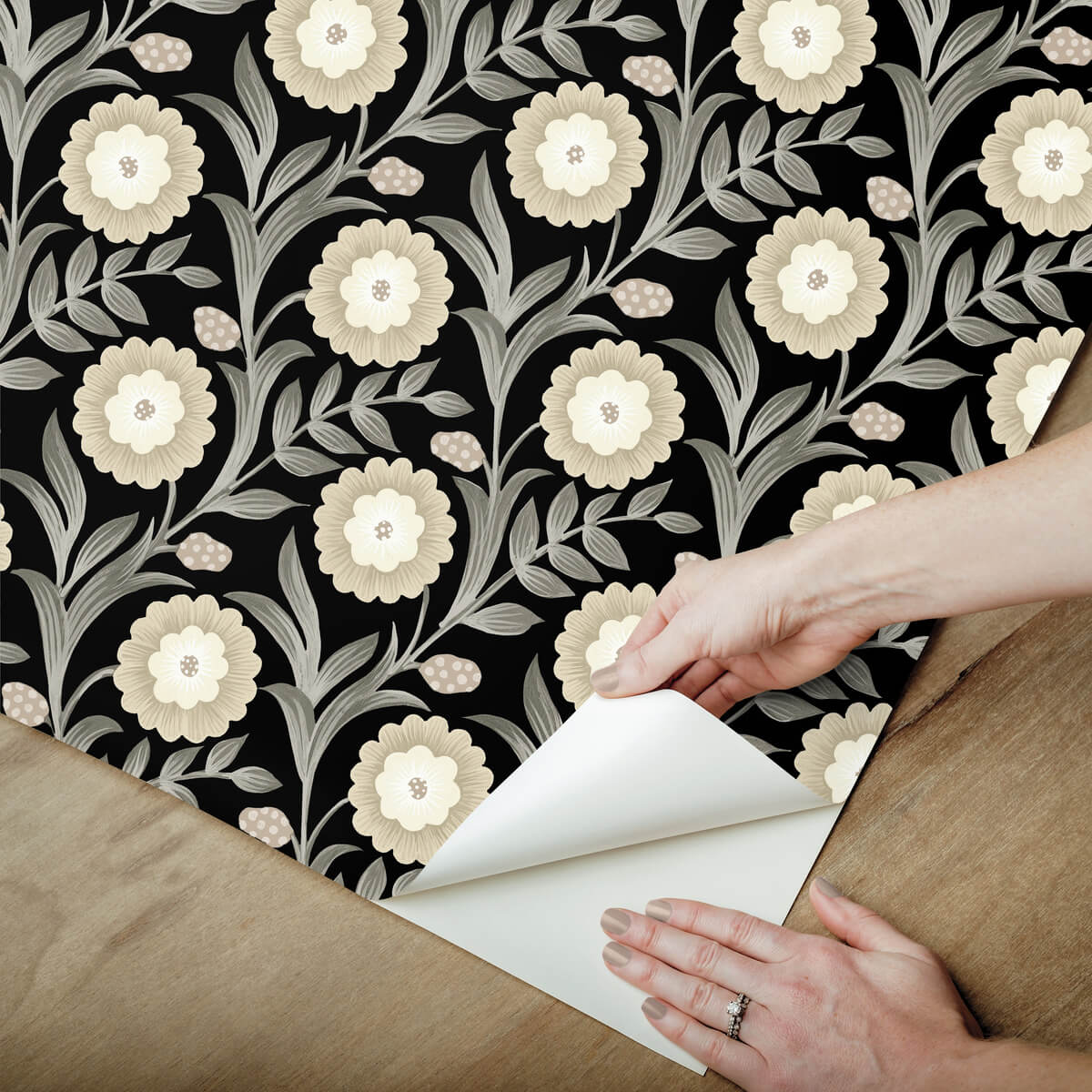 Mirth Studios Lillian Floral Vine Peel & Stick Wallpaper - Black