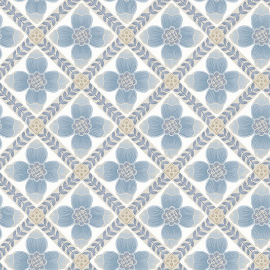 Mirth Studios Mimi Quilted Floral Peel & Stick Wallpaper - Blue