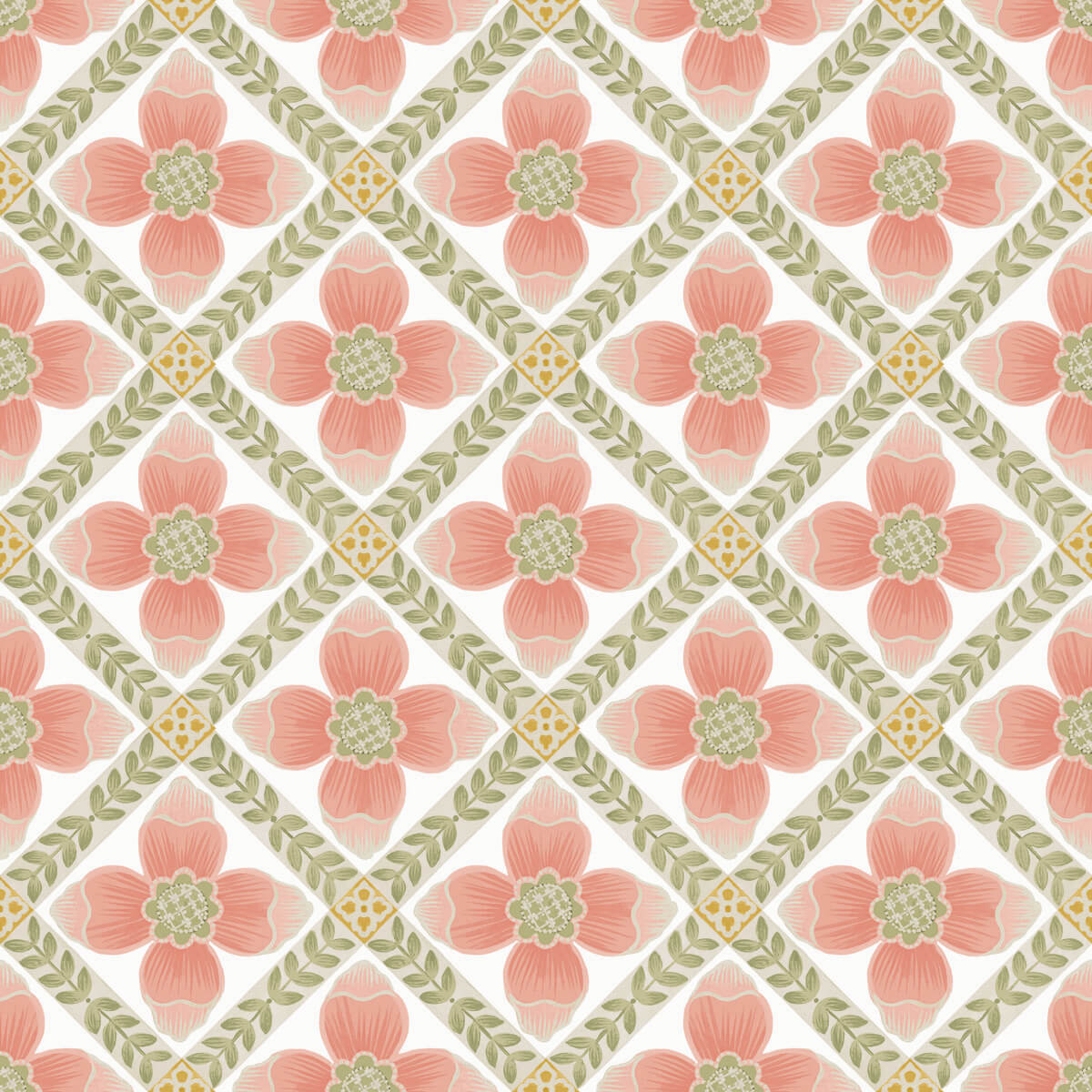 Mirth Studios Mimi Quilted Floral Peel & Stick Wallpaper - Coral