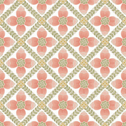 Mirth Studios Mimi Quilted Floral Peel & Stick Wallpaper - Coral