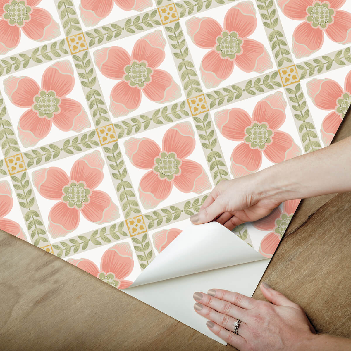 Mirth Studios Mimi Quilted Floral Peel & Stick Wallpaper - Coral