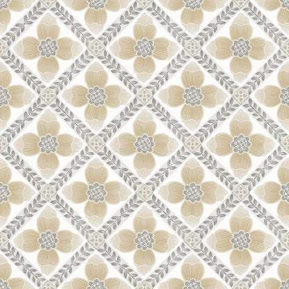 Mirth Studios Mimi Quilted Floral Peel & Stick Wallpaper - Neutral