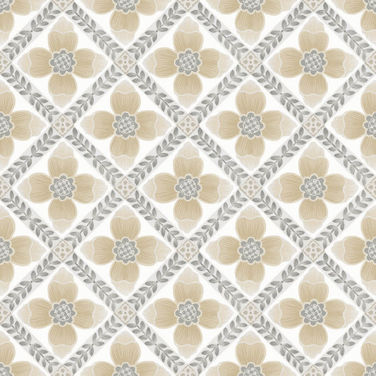 Mirth Studios Mimi Quilted Floral Peel & Stick Wallpaper - Neutral