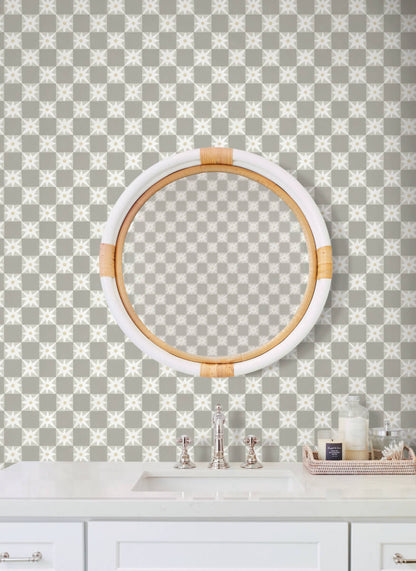 Mirth Studios Stardust Checkerboard Peel & Stick Wallpaper - Warm Grey