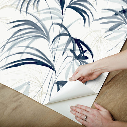 Simply Candice Inky Palms Peel & Stick Wallpaper - Blue