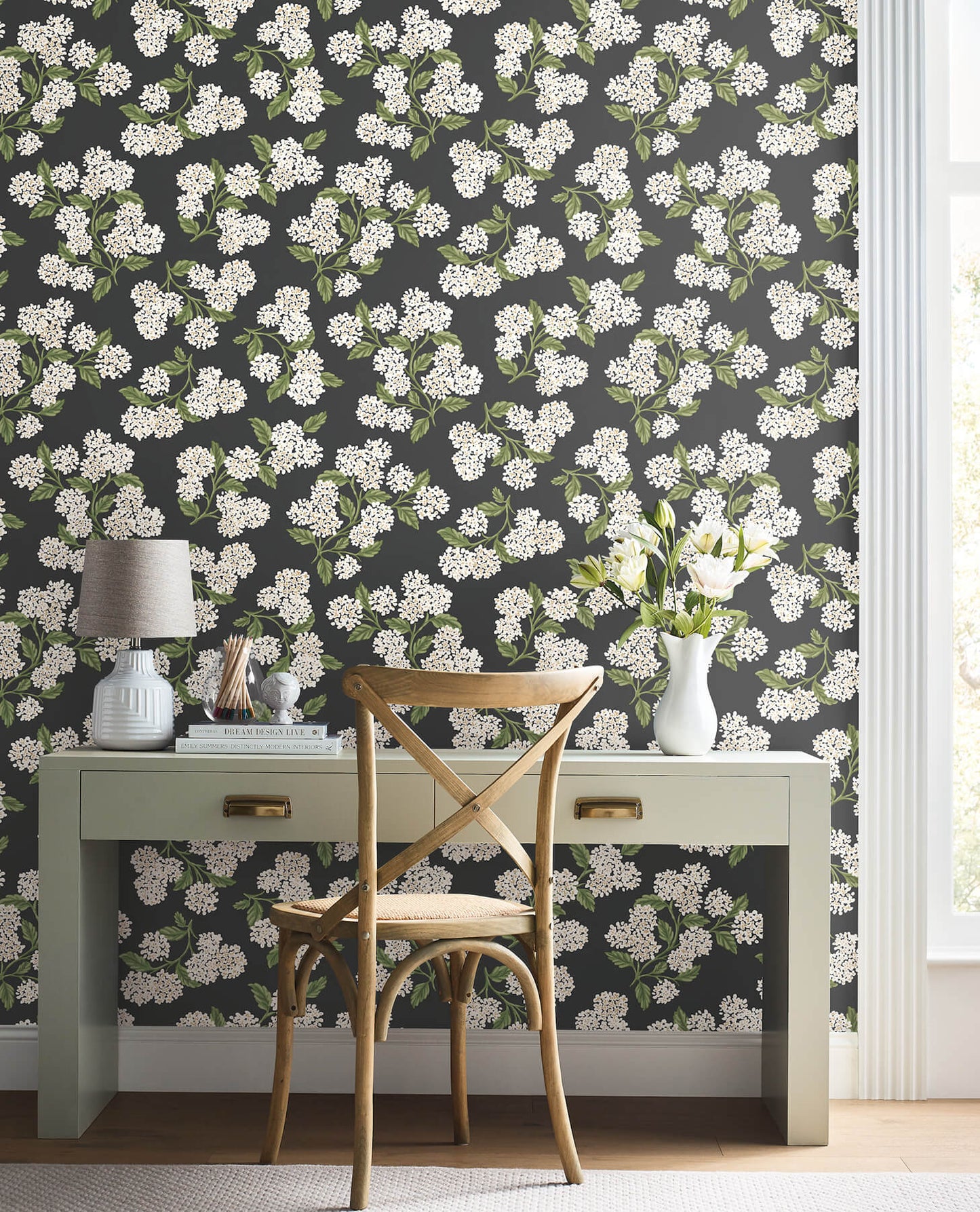 Rifle Paper Co. Hydrangea Peel & Stick Wallpaper - Black & White