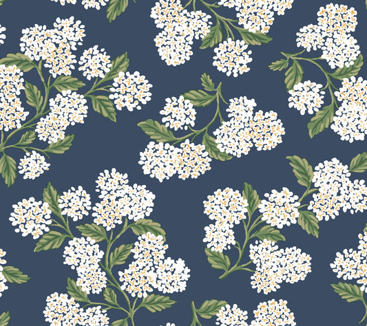 Rifle Paper Co. Hydrangea Peel & Stick Wallpaper - Navy & White