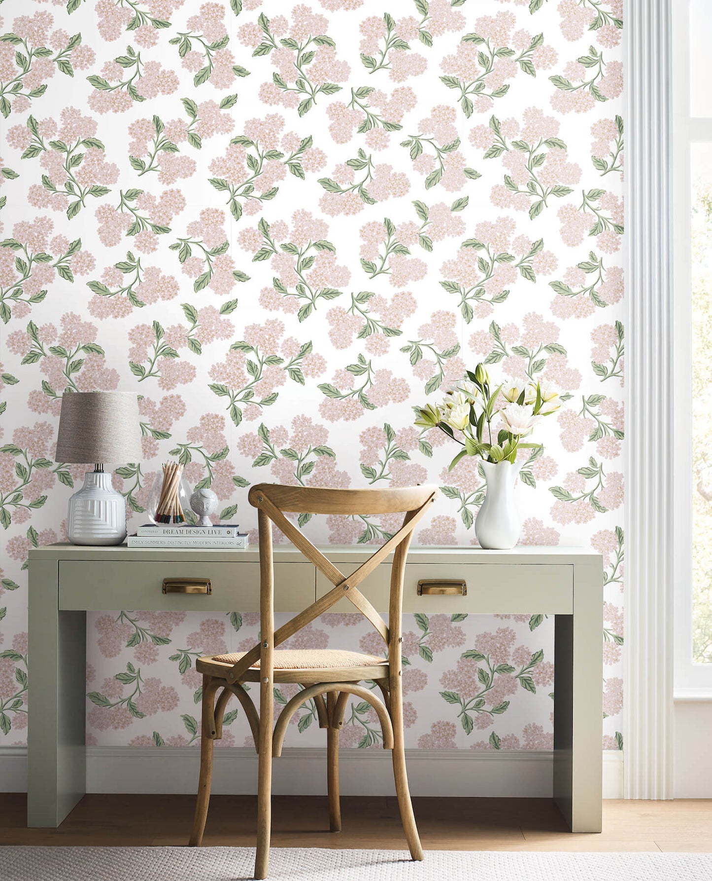 Rifle Paper Co. Hydrangea Peel & Stick Wallpaper - Pink & White