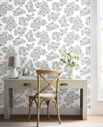 Rifle Paper Co. Hydrangea Peel & Stick Wallpaper - Lilac & White