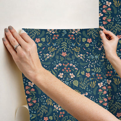 Rifle Paper Co. Wildwood Peel & Stick Wallpaper - Navy