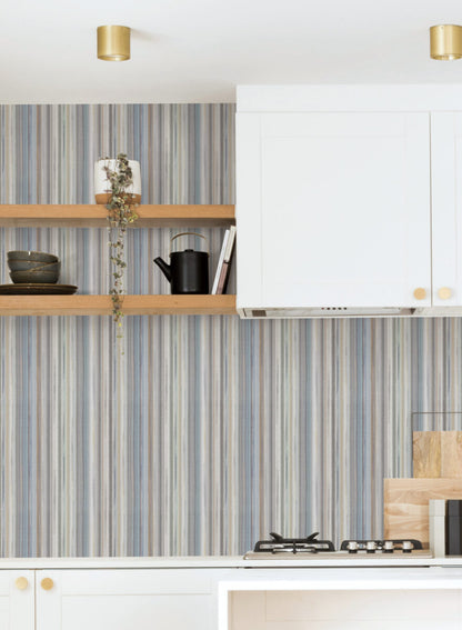 Missoni Striped Sunset Peel & Stick Wallpaper - Blue Grey