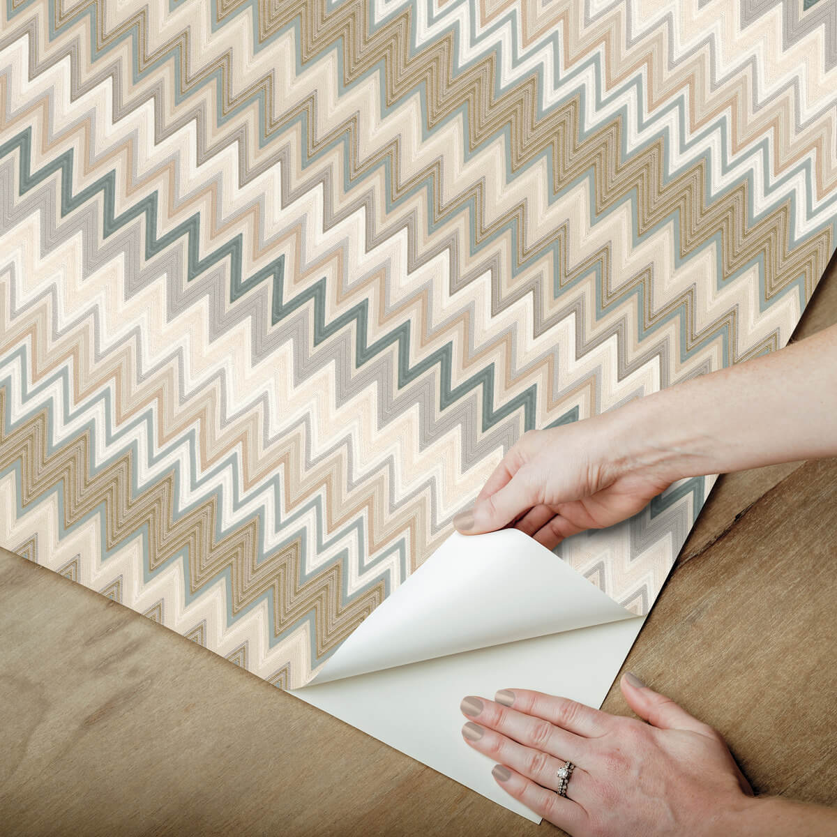 PSW1642RL York Missoni Zig Zag Green Peel & Stick Wallpaper