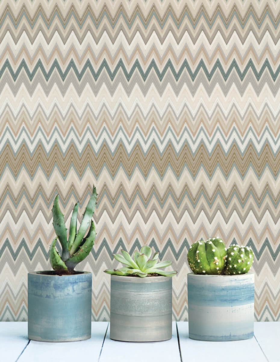 PSW1642RL York Missoni Zig Zag Green Peel & Stick Wallpaper