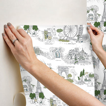 Rifle Paper Co. Travel Sketches Peel & Stick Wallpaper - Blue Multi