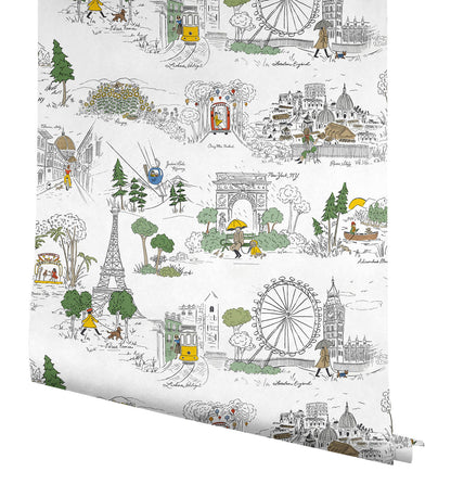 Rifle Paper Co. Travel Sketches Peel & Stick Wallpaper - Yellow Multi