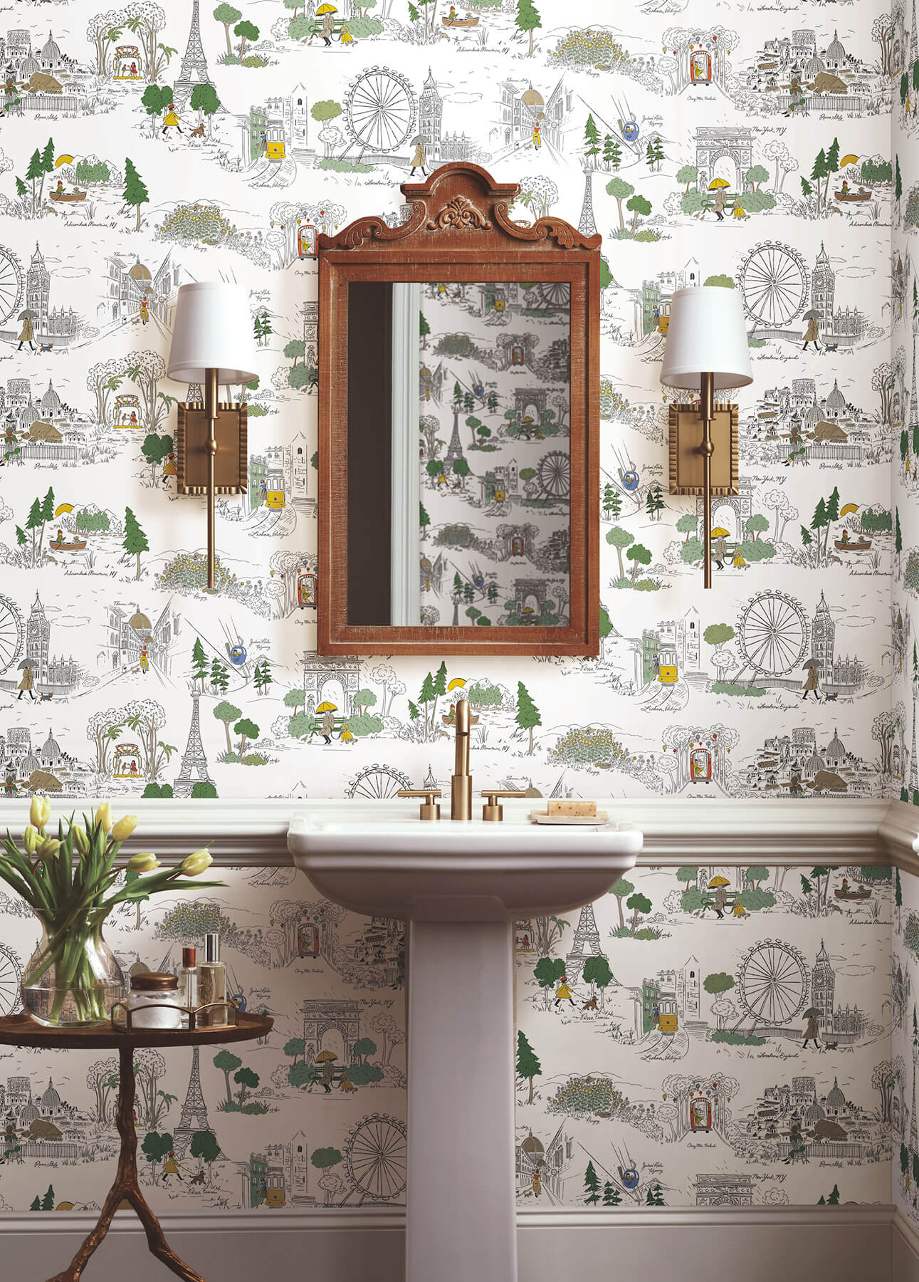 Rifle Paper Co. Travel Sketches Peel & Stick Wallpaper - Yellow Multi