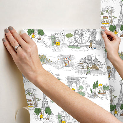 Rifle Paper Co. Travel Sketches Peel & Stick Wallpaper - Yellow Multi