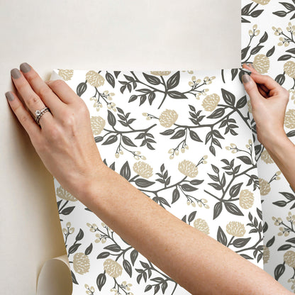 Rifle Paper Co. Peonies Peel & Stick Wallpaper - White & Black