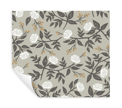 Rifle Paper Co. Peonies Peel & Stick Wallpaper - Smoke