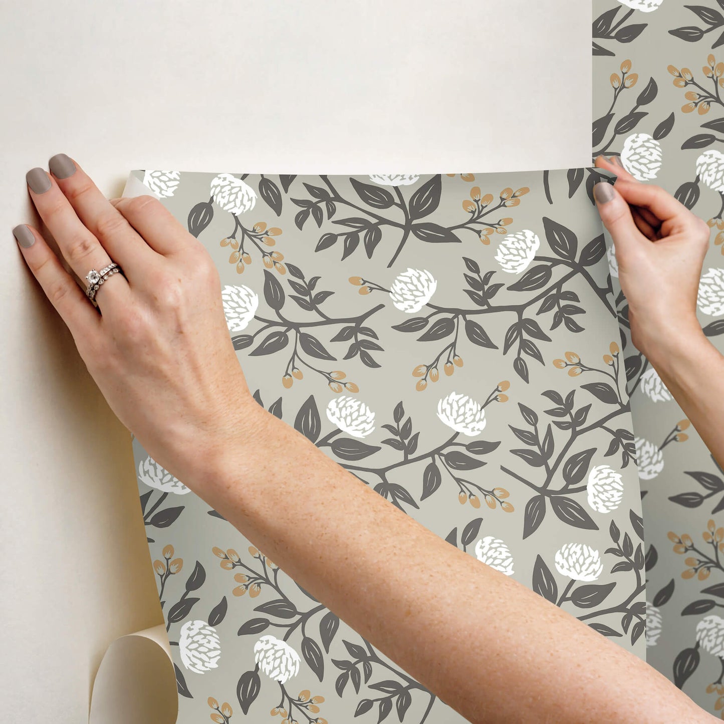 Rifle Paper Co. Peonies Peel & Stick Wallpaper - Smoke